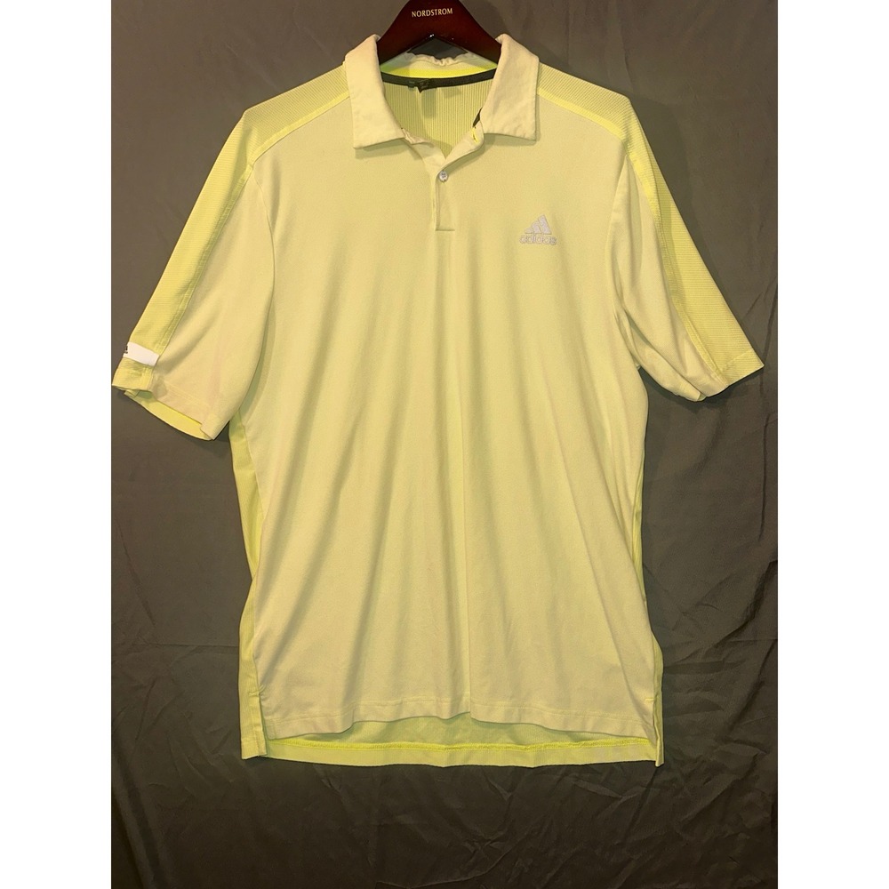 Adidas Aeroready Mens Polo Shirt Neon Yellow Lime Green Golf Athletic Large